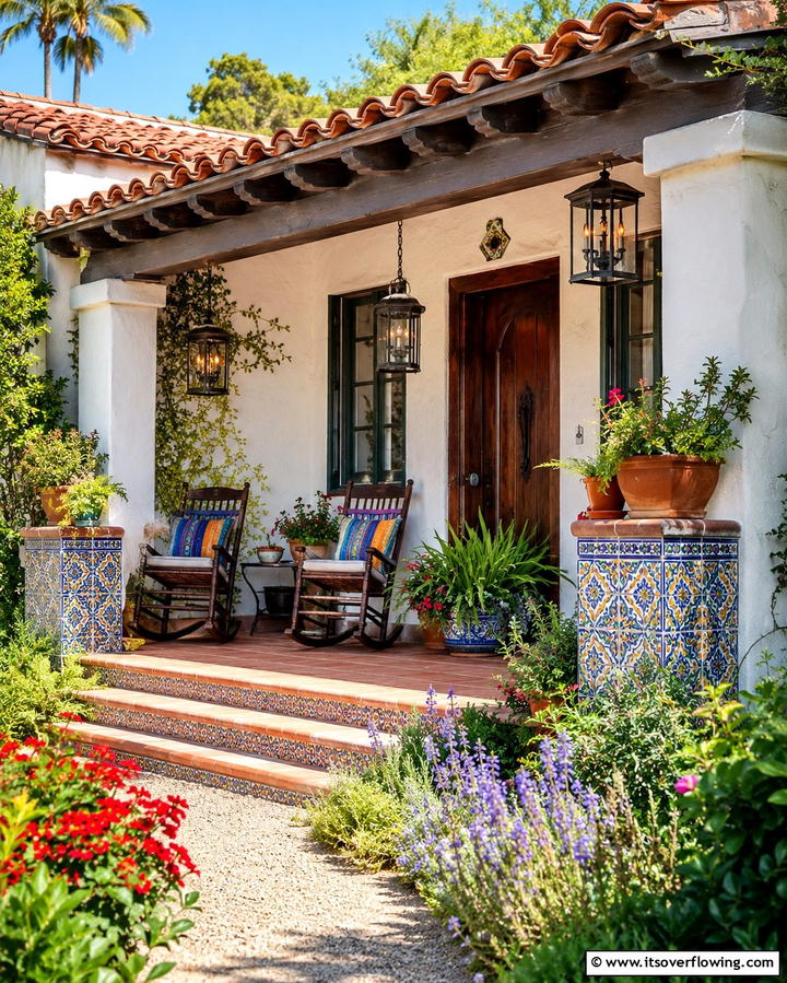 Inviting Front Porch - 30 Spanish Bungalow Exterior Ideas for Mediterranean Charm