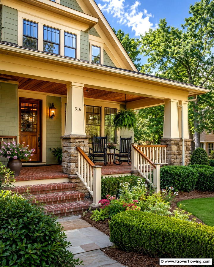 Inviting Front Porch - 25 Craftsman Style House Exterior Ideas for Curb Appeal