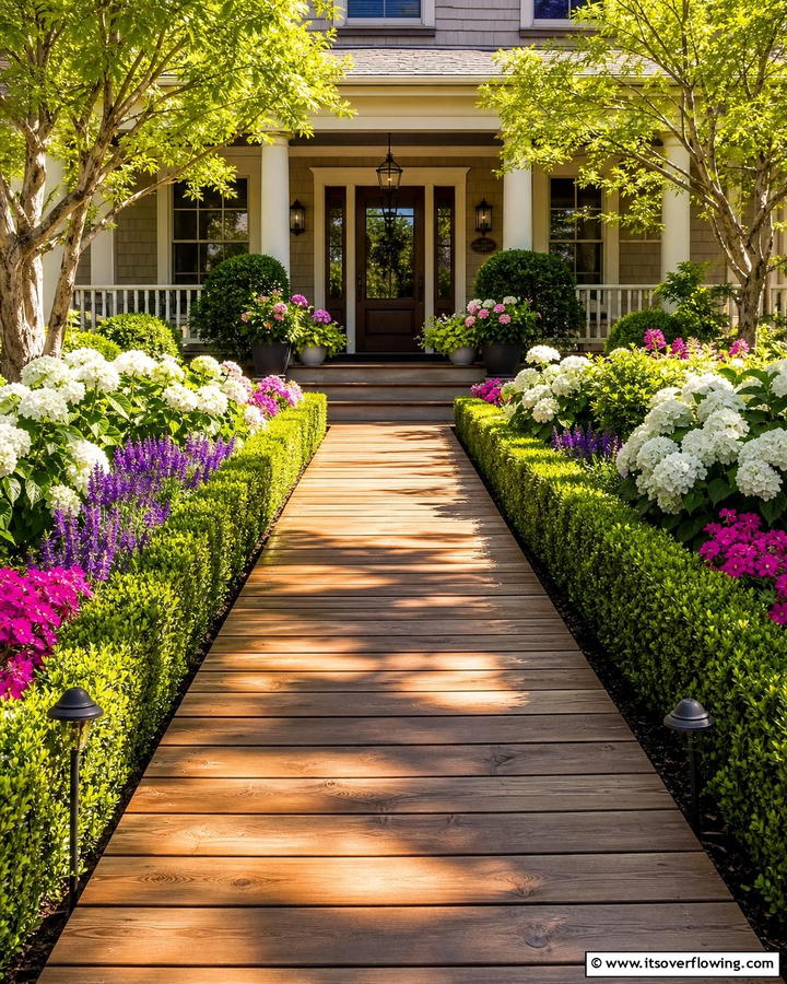 Inviting Front Yard Path - 30 Wooden Walkway Ideas for Gardens and Outdoor Paths
