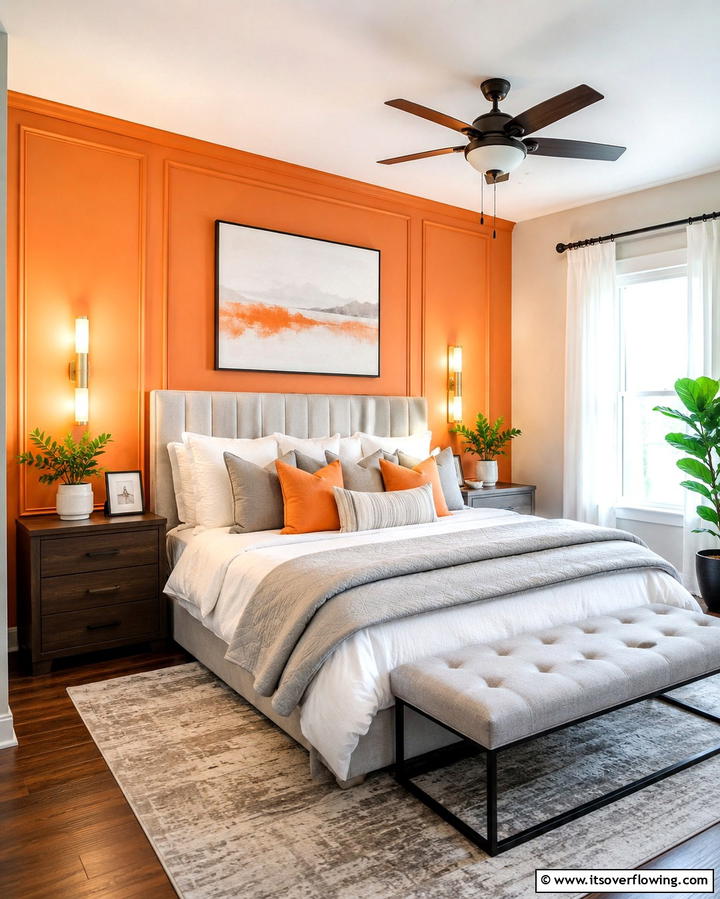Inviting Guest Room - 20 Orange Accent Wall Ideas to Brighten Your Space