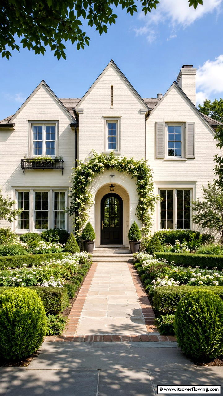 Inviting Ivory Layer - 30 Exterior Brick Paint Color Ideas for Curb Appeal