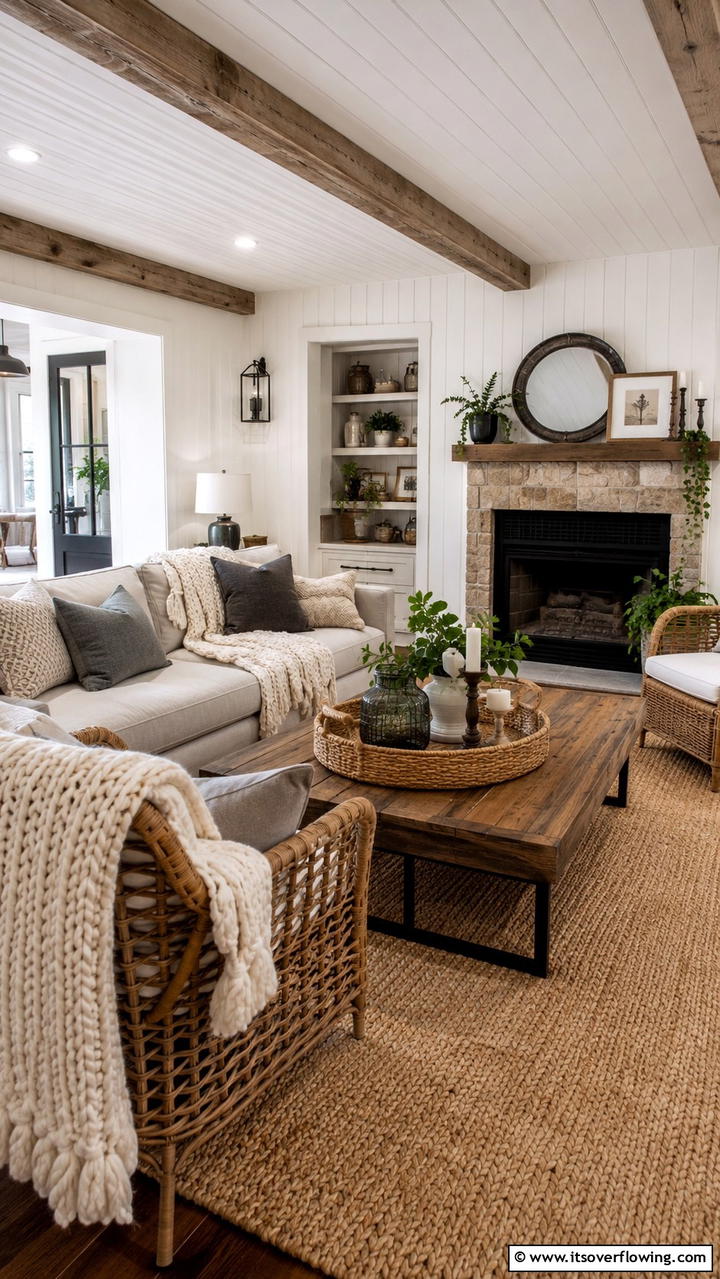 Inviting Layered Textures - 30 Cottage Living Room Ideas for Cozy Home Spaces