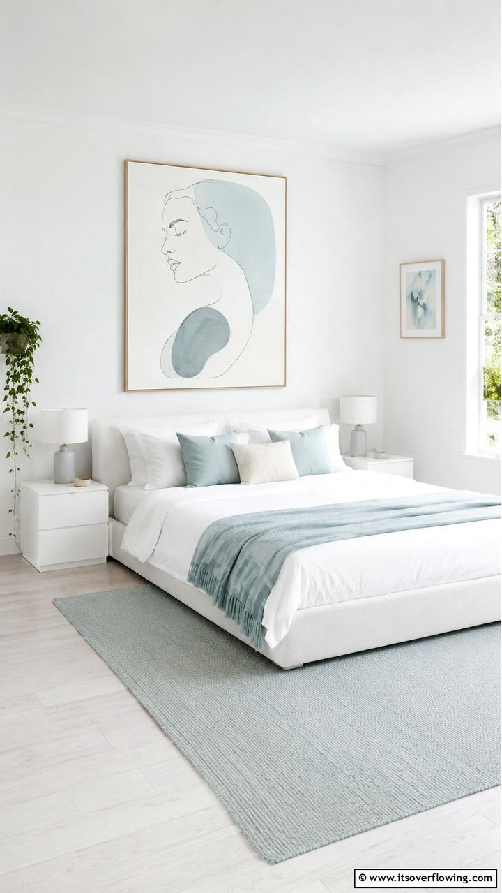 Inviting Minimal Art - 30 Duck Egg Blue Bedroom Ideas for Serene Spaces