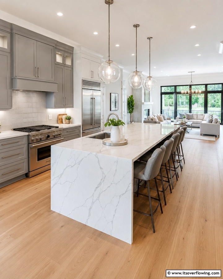 Inviting Open Concept - 30 Grey and White Kitchen Ideas for Timeless Monochromatic Design