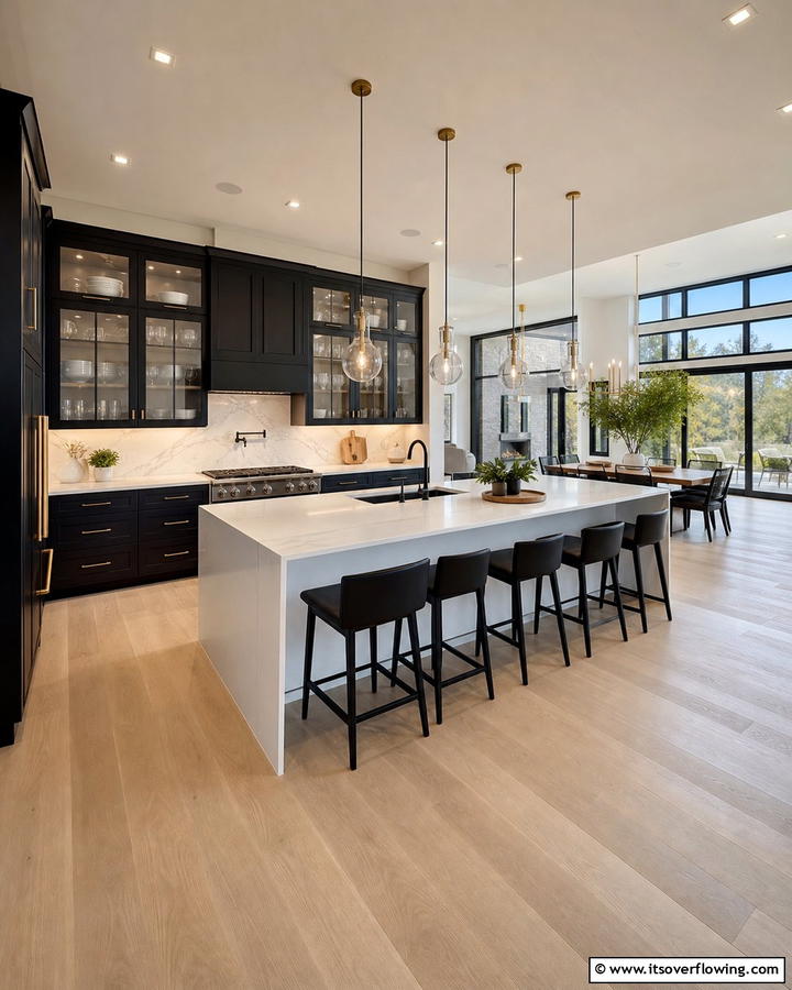 Inviting Open Spaces - 30 Kitchens With Black Cabinets for Bold Elegance