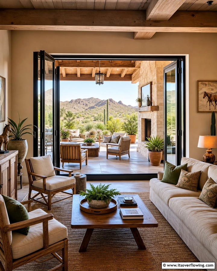 Inviting Patio Integration - 30 Western Living Room Ideas for Cozy Rustic Ambiance