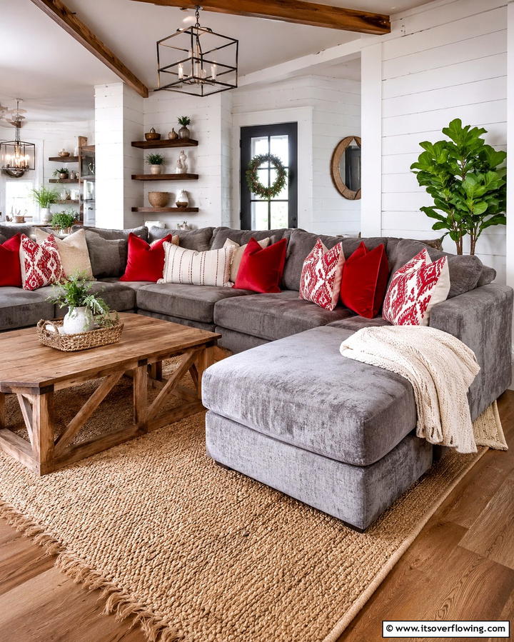 Inviting Red Throw Pillows - 30 Red Living Room Ideas for Bold and Vibrant Spaces