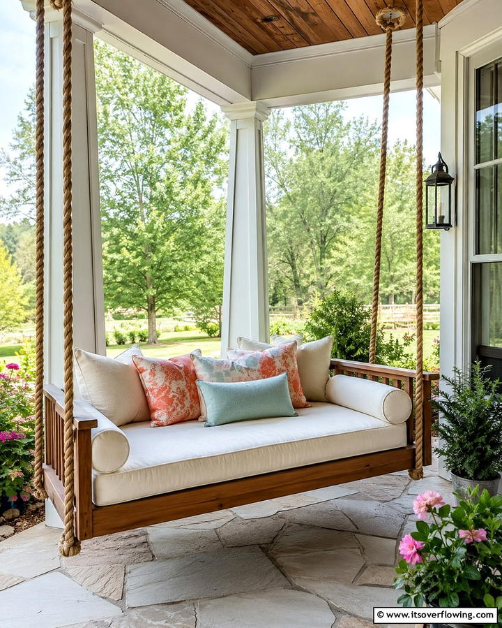Inviting Swing Porch - 30 Barndominium Front Porch Ideas for Rustic Charm