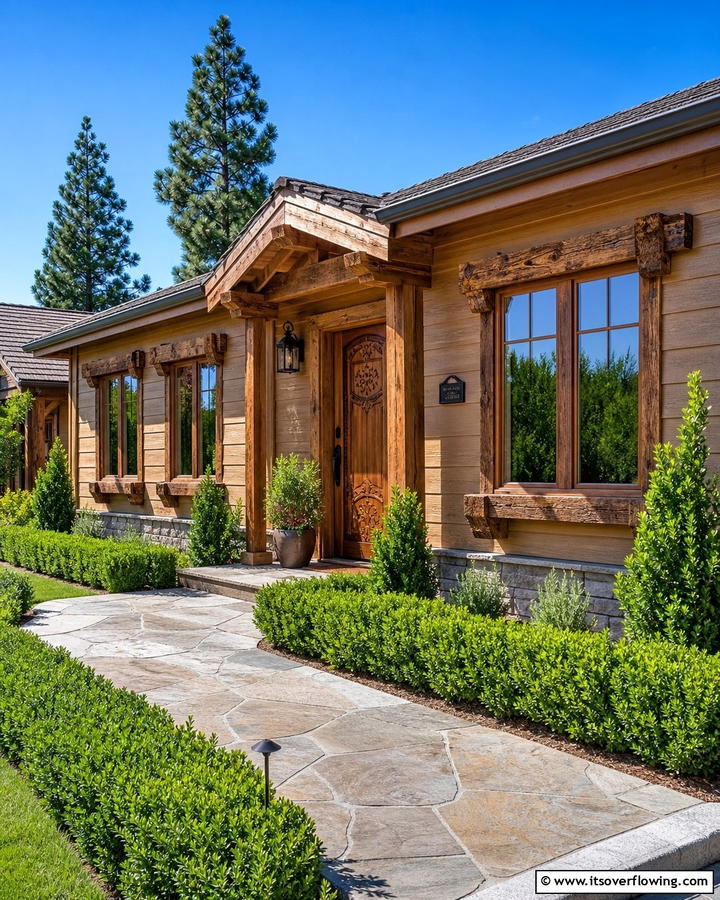 Inviting Wooden Accents - 21 Ranch Home Curb Appeal Inspiration Ideas