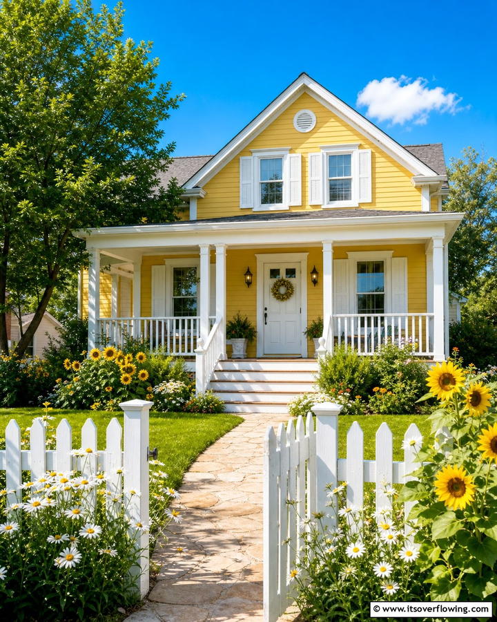 Inviting Yellow Glow - 21 Exterior House Color Schemes for Curb Appeal