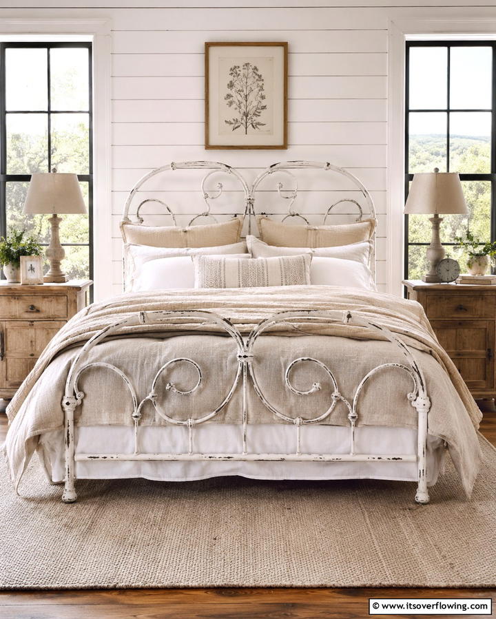Iron Bed Frame with Distressed Finish - 25 Vintage Bedroom Ideas for Timeless Charm & Style