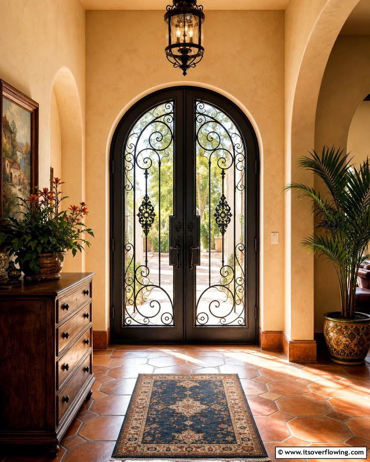 Iron Grilled Glass Doors for Rustic Appeal - 25 Glass Front Doors Ideas to Brighten Your Entryway