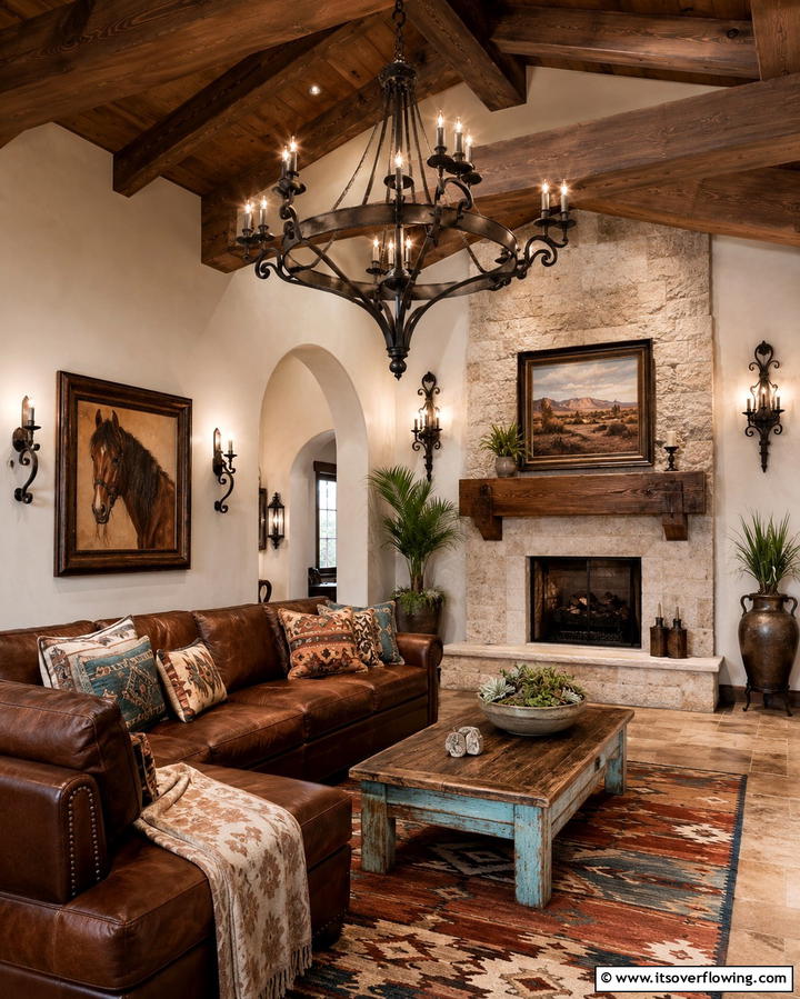 Iron Lighting Fixtures for Rustic Elegance - 30 Warm Southwestern Living Room Decor Concepts