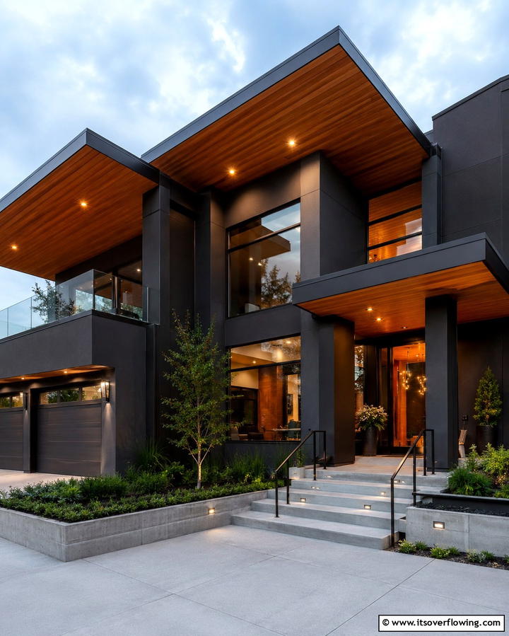 Iron Ore for a Strong Bold Presence - 25 Paint Colors for a Modern Black House With Cedar Accents