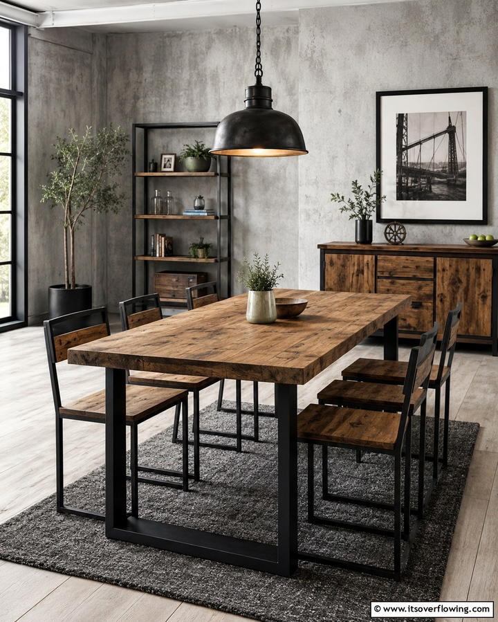 Iron and Wood Furniture - 30 Rustic Dining Room Ideas for Cozy Family Gatherings