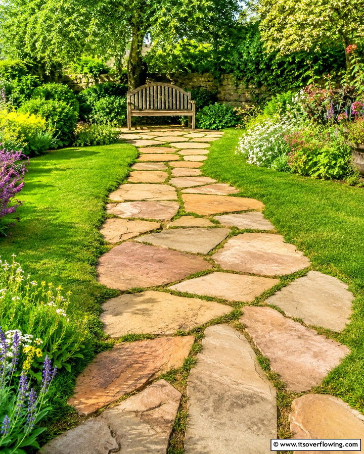Irregular Flagstone Pathway - 30 Creative Stepping Stone Walkway Garden Ideas