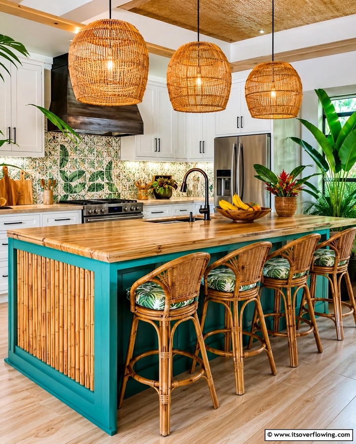Island Inspired Kitchen Island - 20 Tropical Kitchen Ideas for a Vibrant Look