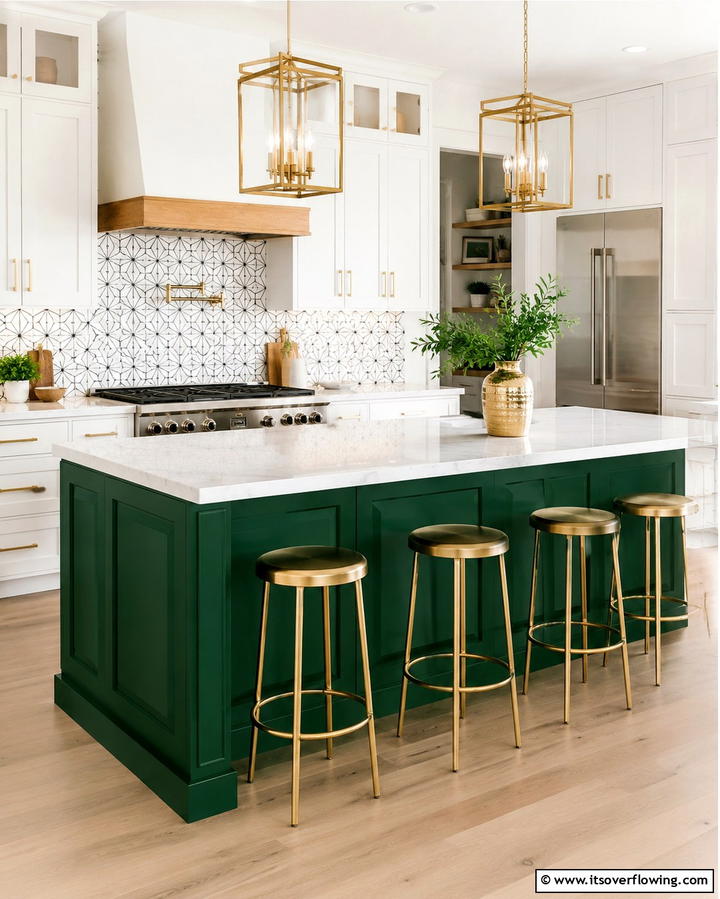 Island with Bold Accent Colors - 25 Kitchen Island Ideas With Seating for Functionality