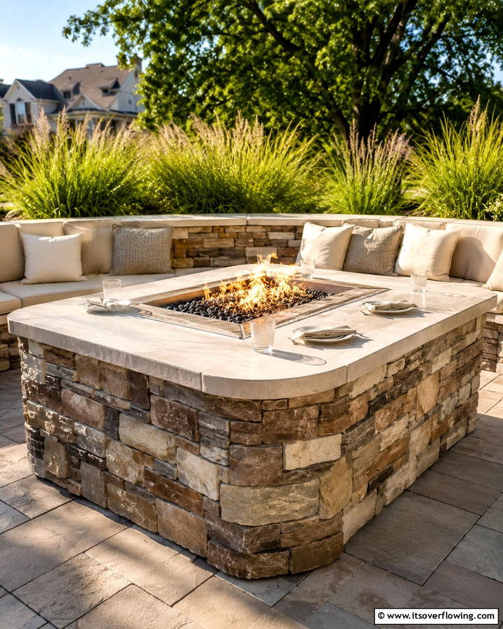 Island with Built In Fire Pit - 25 Outdoor Kitchen Island Ideas for Entertaining