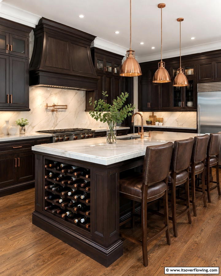 Island with Built In Wine Storage - 25 Kitchen Island Ideas With Seating for Functionality