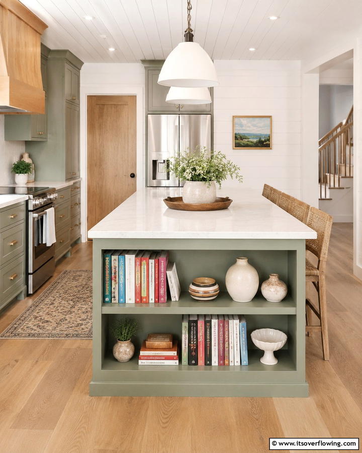 Island with Built in Bookshelves and Seating - 25 Kitchen Island Ideas With Seating for Functionality