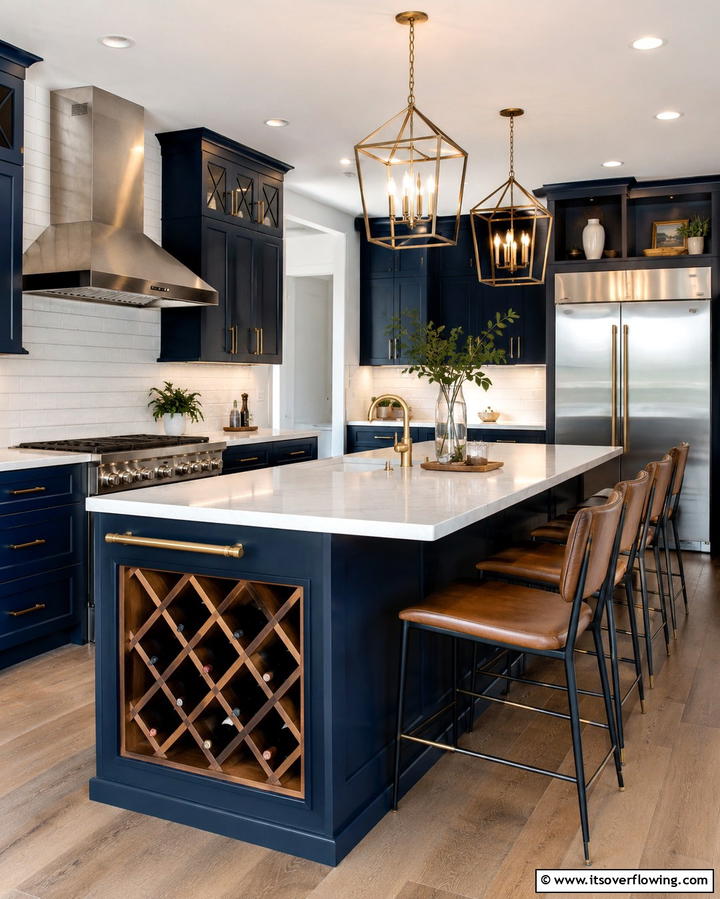 Island with Built in Wine Rack and Seating - 25 Kitchen Island Ideas With Seating for Functionality