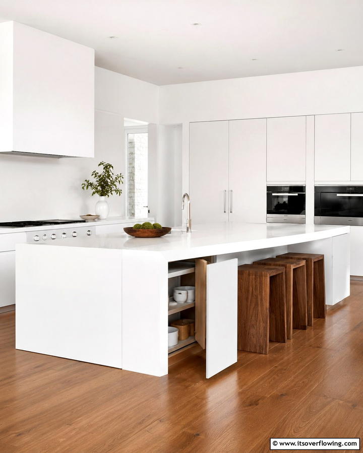 Island with Hidden Storage and Seating - 25 Kitchen Island Ideas With Seating for Functionality
