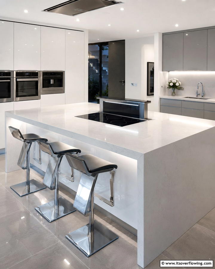 Island with Integrated Appliances - 25 Kitchen Island Ideas With Seating for Functionality