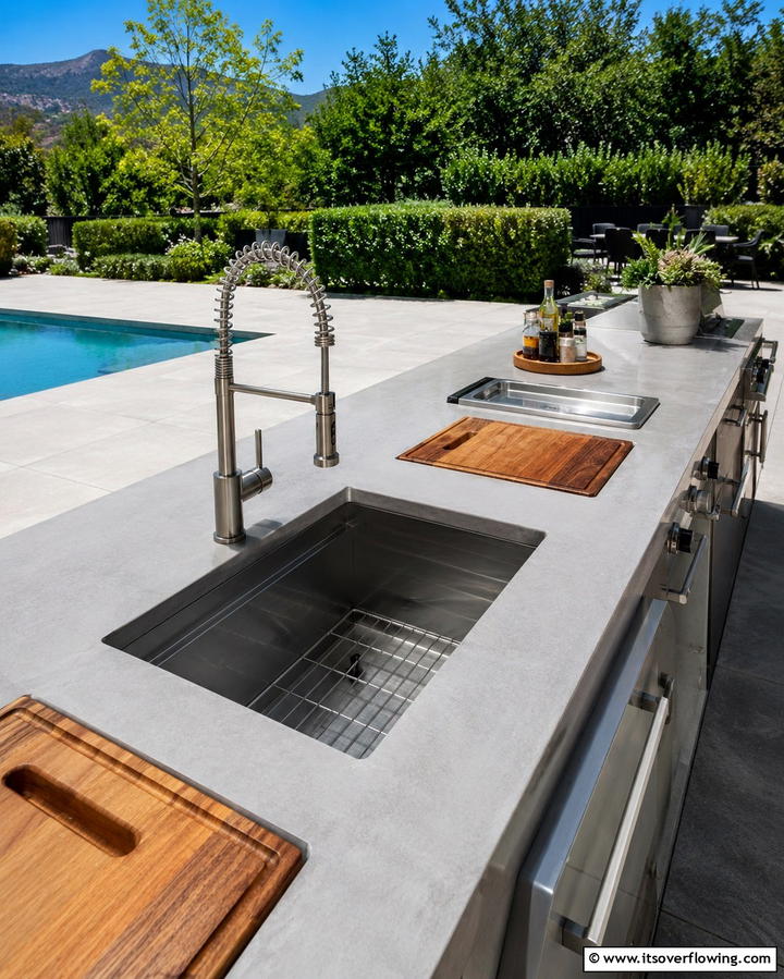 Island with Outdoor Sink and Prep Area - 25 Outdoor Kitchen Island Ideas for Entertaining