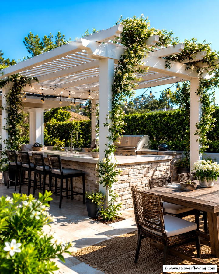 Island with Pergola CoverOne - 25 Outdoor Kitchen Island Ideas for Entertaining
