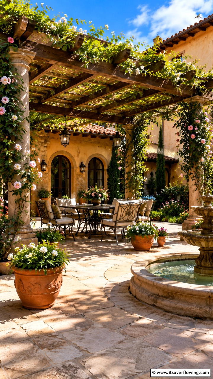 Italian Courtyard with Pergola - 30 Italian Garden Design Ideas for Timeless Elegance