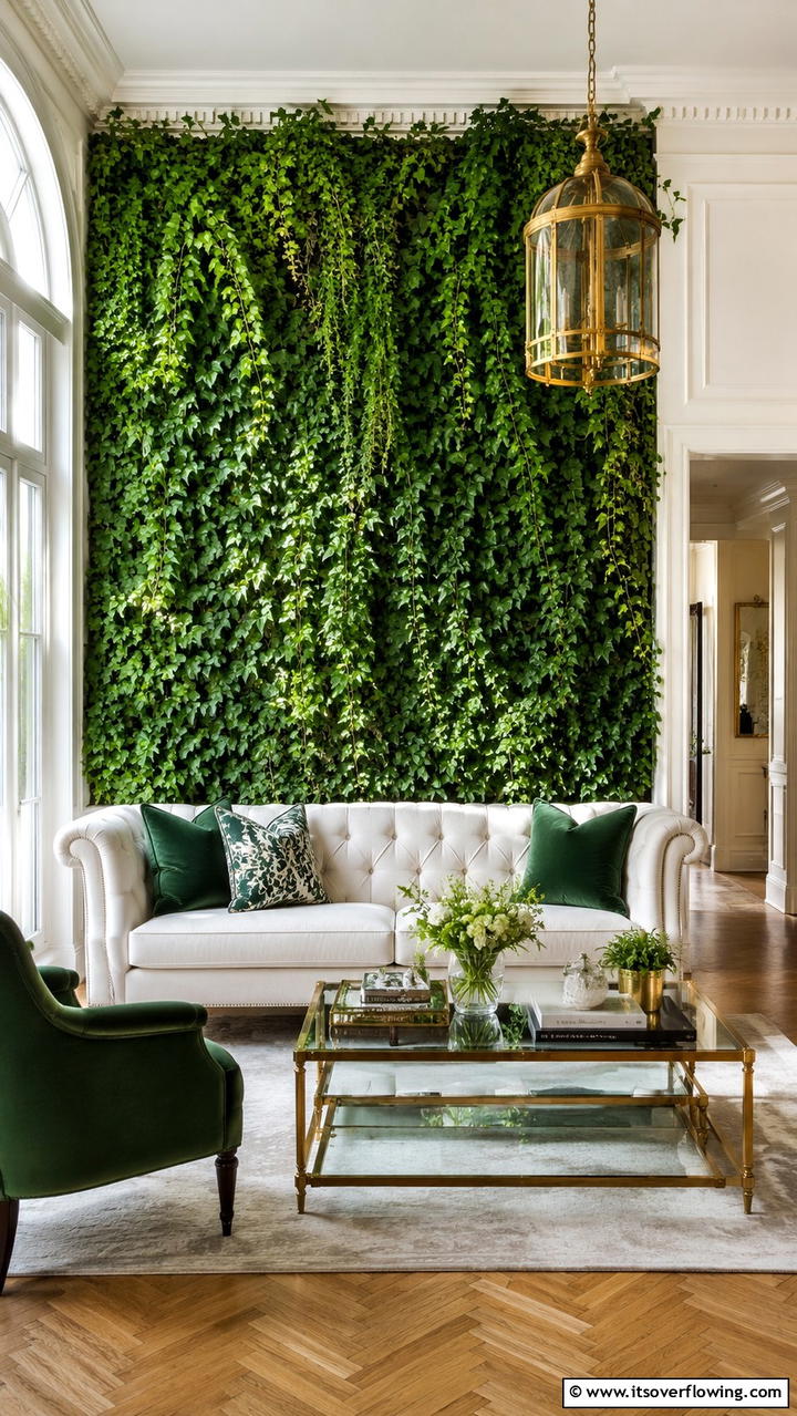 Ivy Covered Living Wall - 30 Indoor Plant Wall Ideas to Transform Blank Spaces