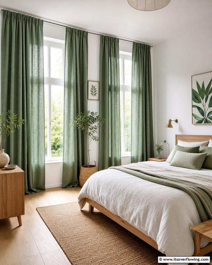 Jade Green Curtains - 20 Jade Green Bedroom Ideas for a Calming Atmosphere