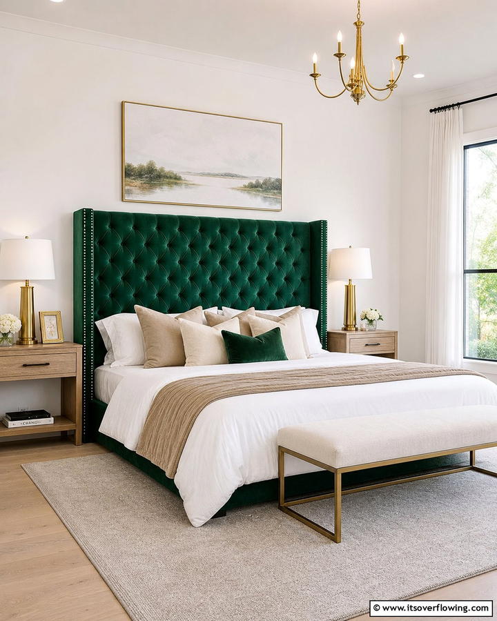 Jade Green Headboard - 20 Jade Green Bedroom Ideas for a Calming Atmosphere