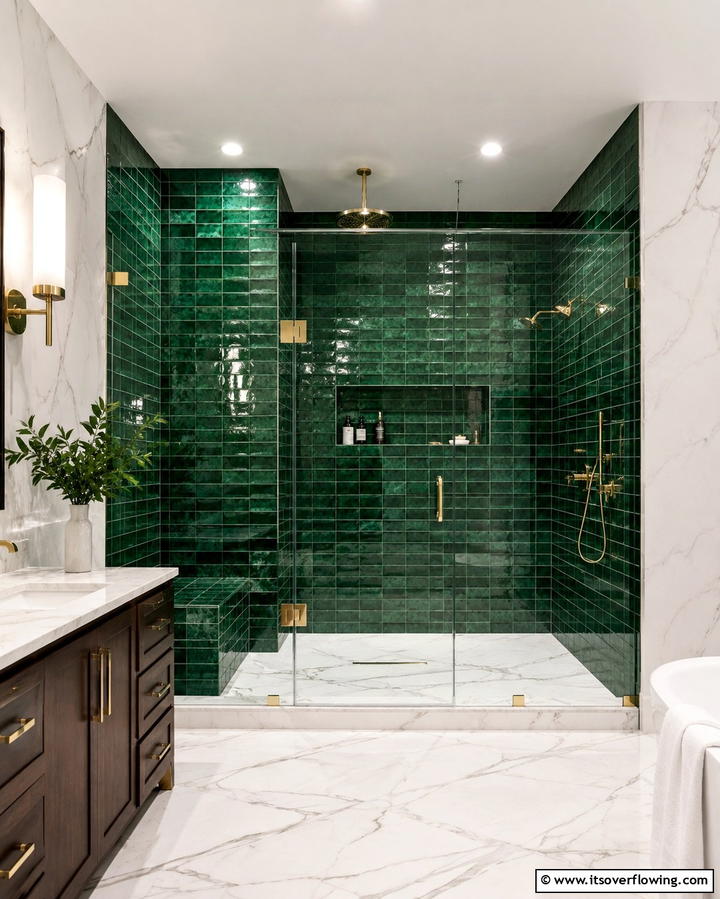 Jade Green Shower Tiles - 30 Green Tile Bathroom Inspiration Ideas for Bold Spaces