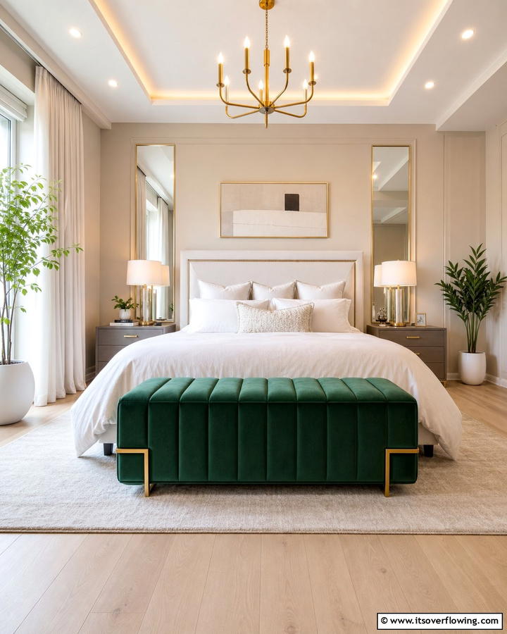 Jade Green Upholstered Bench - 20 Jade Green Bedroom Ideas for a Calming Atmosphere
