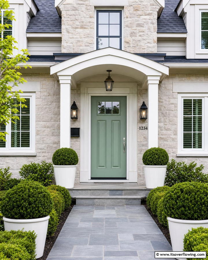 Jade Green for Balanced Sophistication - 20 Green Front Door Ideas to Welcome Guests in Style