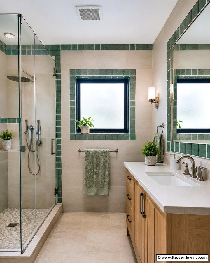 Jade Tile Borders - 30 Green Bathroom Tile Design Ideas for a Refreshing Oasis