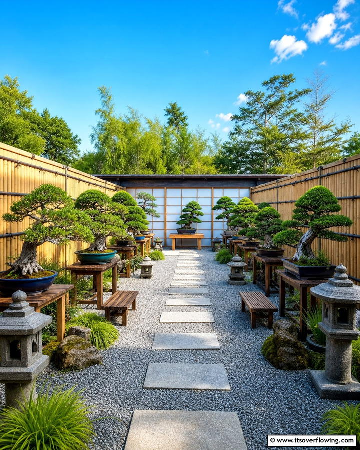 Japanese Courtyard Bonsai - 20 Bonsai Garden Ideas- Miniature Landscapes