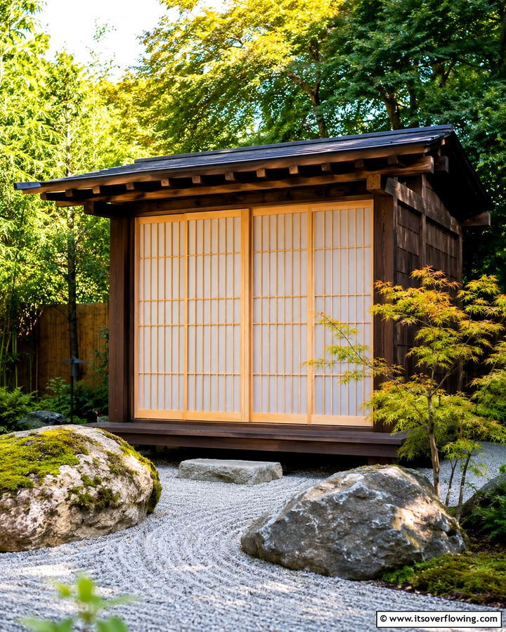 Japanese Inspired Zen Shed - 25 Wood Shed Ideas for Functional and Stylish Storage