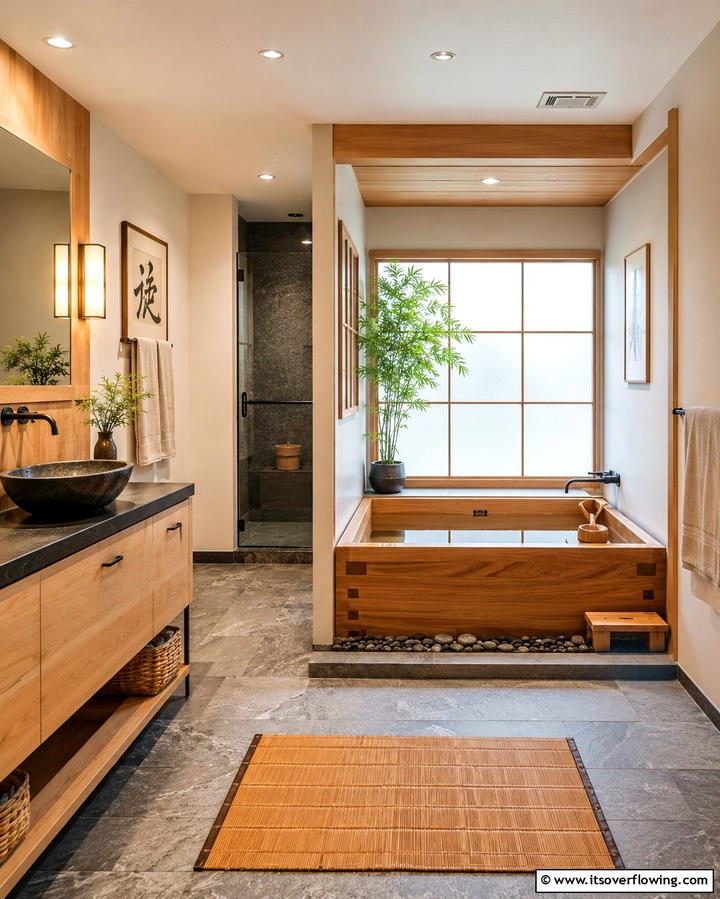 Japanese Style Soaking Tubs for Tradition - 20 Zen Bathroom Ideas for a Relaxing Retreat