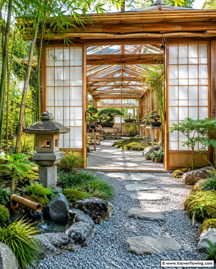 Japanese Zen GreenhouseExact - 25 Fantasy Greenhouse Ideas for a Magical Garden Escape
