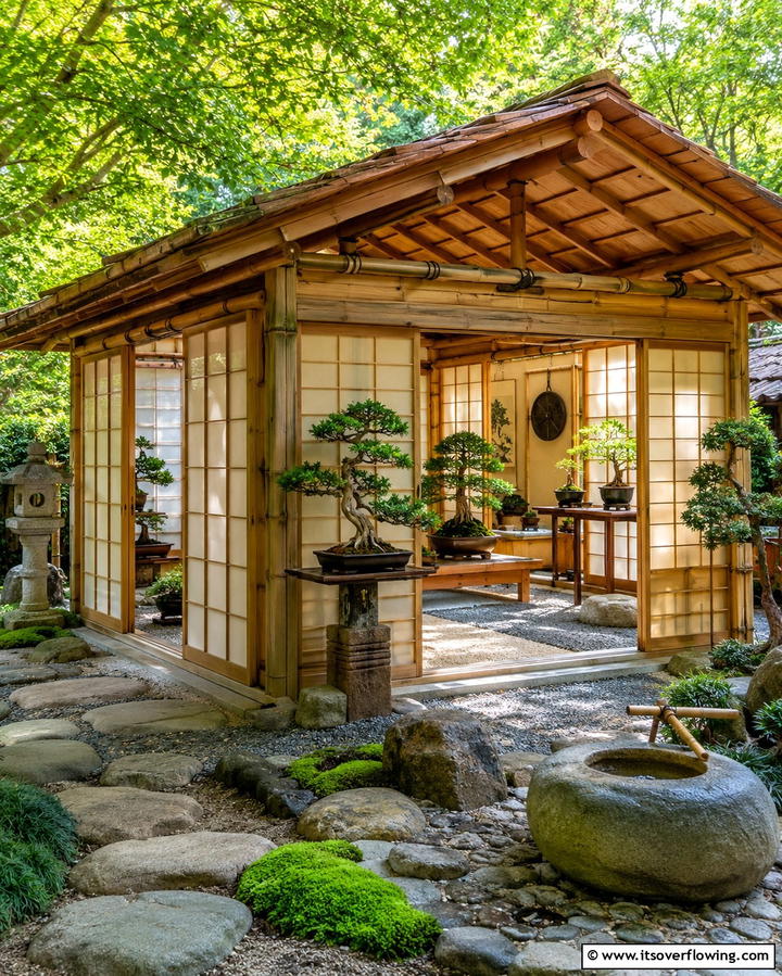Japanese Zen GreenhouseOne - 25 Fantasy Greenhouse Ideas for a Magical Garden Escape