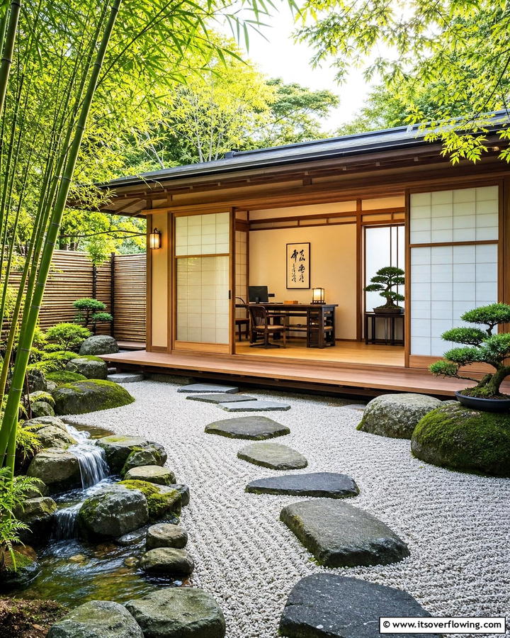 Japanese Zen Office - 20 Garden Office Ideas for a Productive Outdoor Workspace