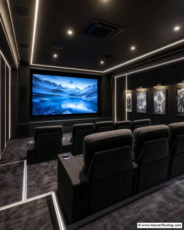 Jet Black Media Room - 25 Monochromatic Color Schemes for Rooms
