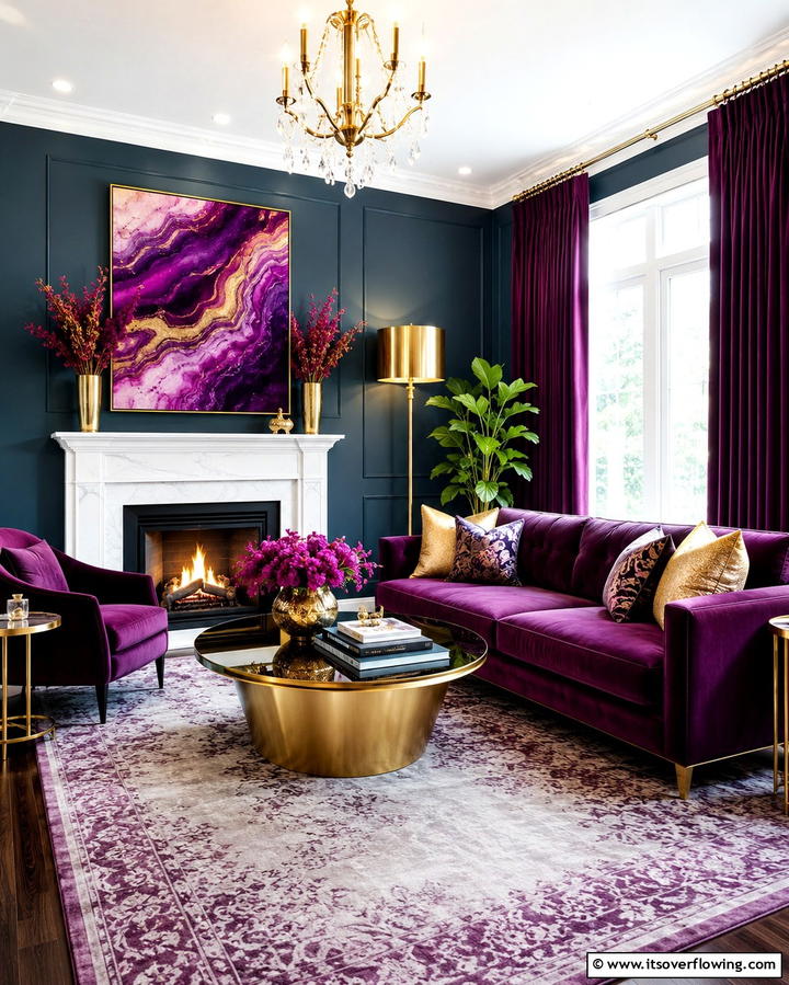 Jewel Toned Accents - 25 Purple Living Room Ideas for a Stylish Home Makeover