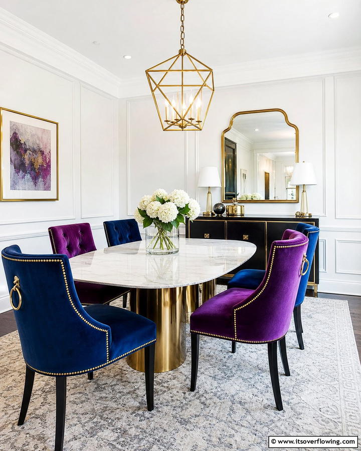 Jewel Toned Chairs for Vibrant Seating - 25 Vibrant Colorful Dining Room Ideas for a Fun Space