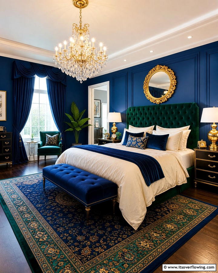 Jewel Toned Luxury - 20 Blue and Green Bedroom Ideas- Calming Color Schemes