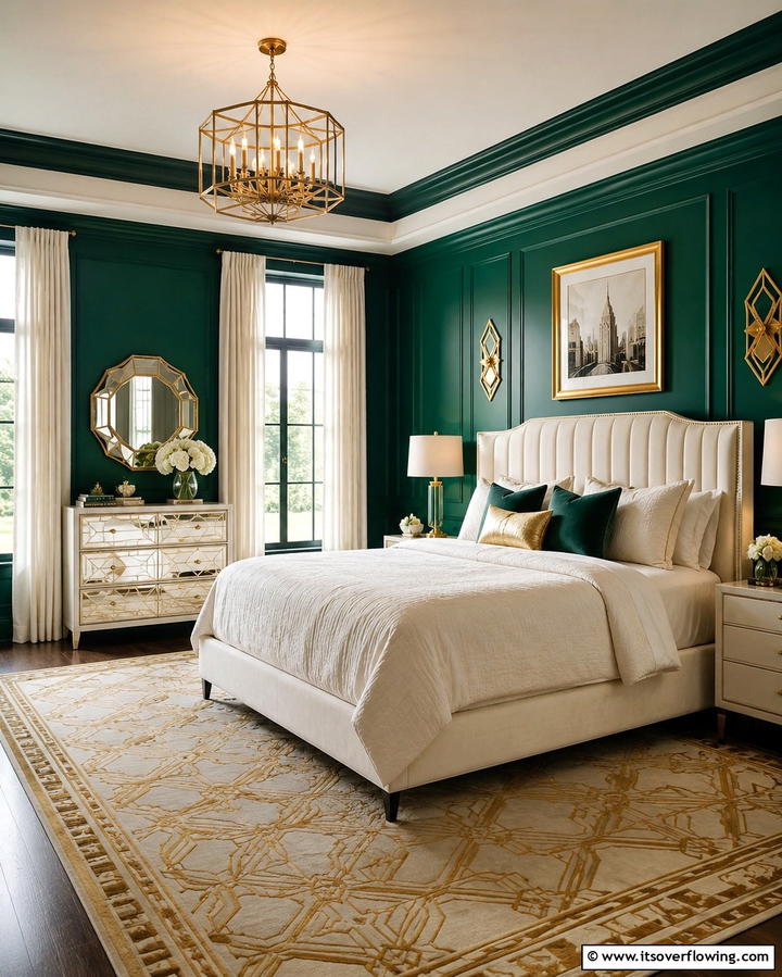 Jewel Toned Walls - 25 Art Deco Bedroom Ideas for a Timeless Look
