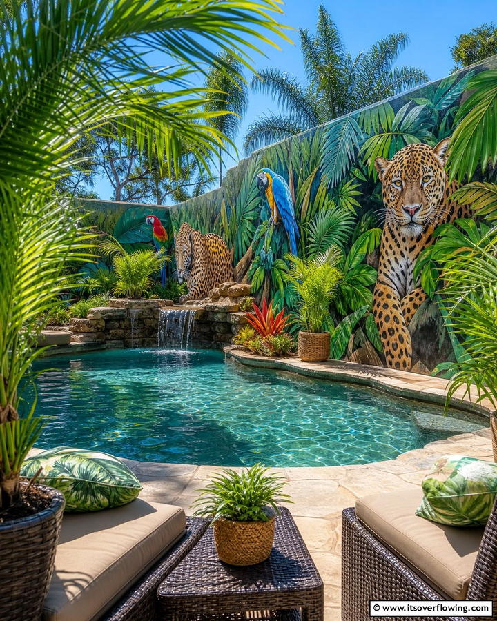 Jungle Safari Adventure - 20 Pool Mural Ideas to Enhance Your Backyard Oasis
